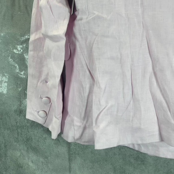 SOLD! GUESS Women's Wispy Pink Double-Breasted Long-Sleeve Linen Blazer - Picture 8 of 12